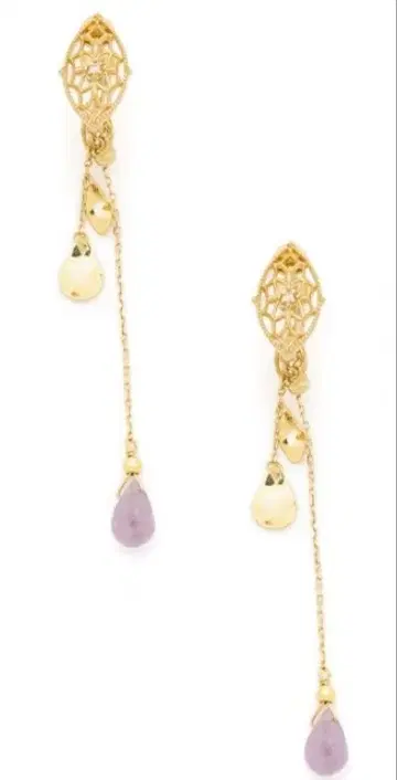 agete K10 자수정 다이아몬드 귀찌 참 세트