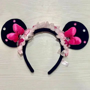 미니 장미 리본 프릴 머리띠