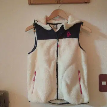 CHUMS 플리스 베스트 화이트 네이비