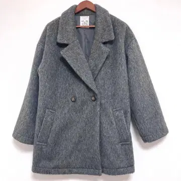 샤기 더블 테일러드 코트 차콜 그레이 자켓 아우터