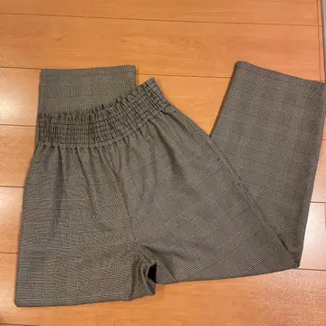 저널 스탠다드 체크 무늬 릴랙스 핏 슬랙스