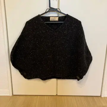 아트 워크 블루 니트 판초