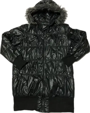 UNIQLO 블랙 후드 부착 롱 다운 자켓