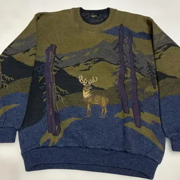 LACAVERA 사슴과 나무 패턴 니트 스웨터