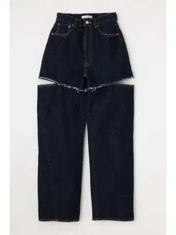 Moussy 다크 데님 하이웨스트 와이드 레그