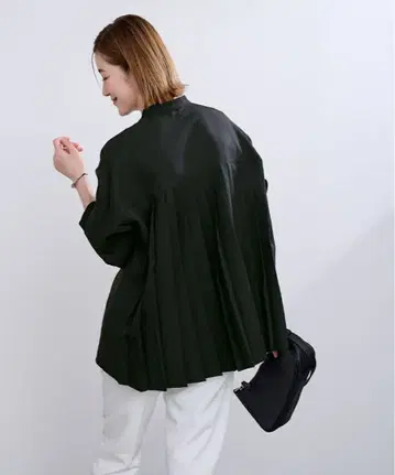 ur's 유어즈 백 플리츠 밴드 카라 셔츠 블랙 M