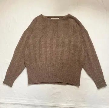 카구레 디자인 리브 니트 울 혼방 브라운