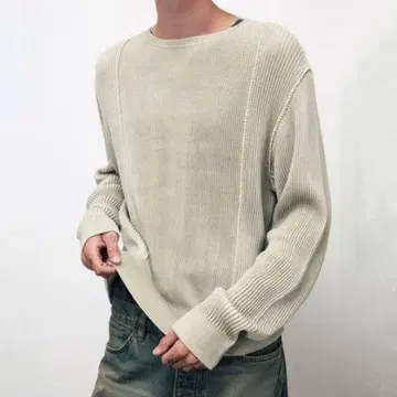 no maintenance Sage Panel Knit Crewneck