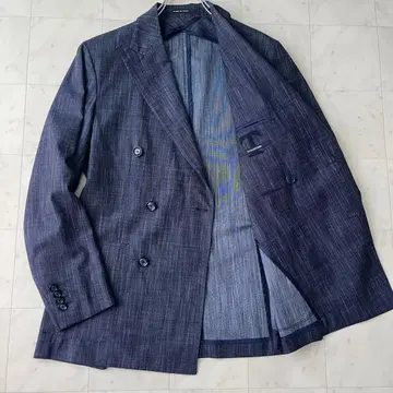 새상품급 딸리아또레 데님풍 더블 테일러드 자켓 네이비 46