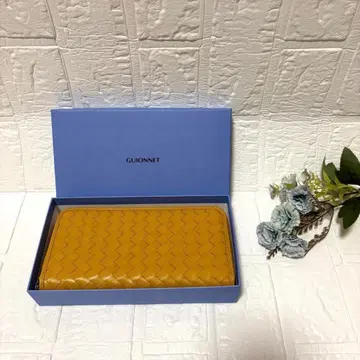 GUIONNET 천연 가죽 장지갑 램 가죽 지갑 머스타드