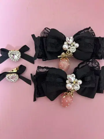 LIZLISA 스트로베리 헤어 클립 블랙