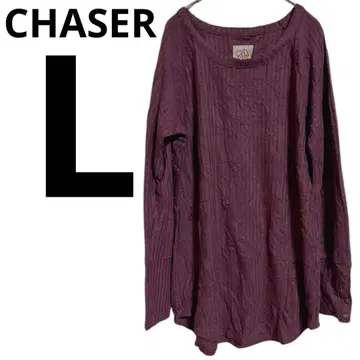 CHASER [ L ] 퍼플 긴팔T셔츠 심플
