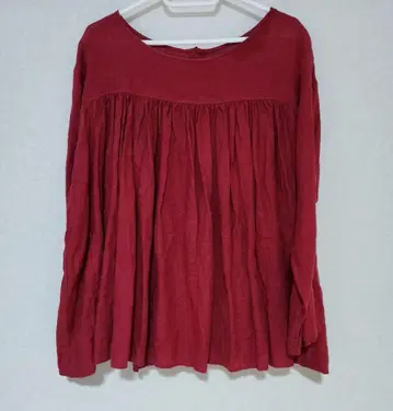 린넨 백버튼 개더 블라우스