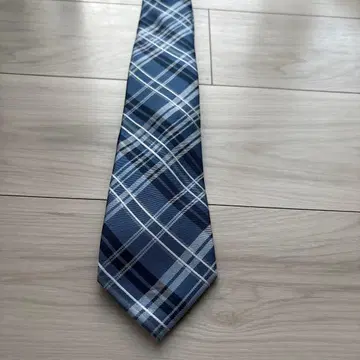 TOMMY HILFIGER 네이비 계열 체크 패턴 넥타이