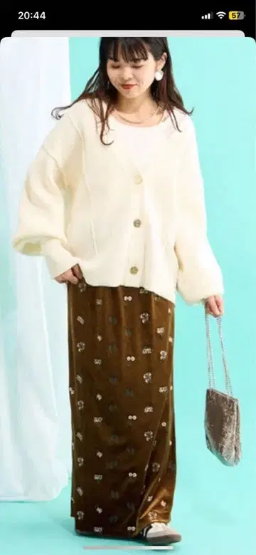 CIAOPANIC TYPY 꽃무늬 자수 벨로아 스커트