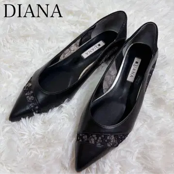 새상품급 DIANA 스틸레토 플랫슈즈 레이스 23.5 가죽