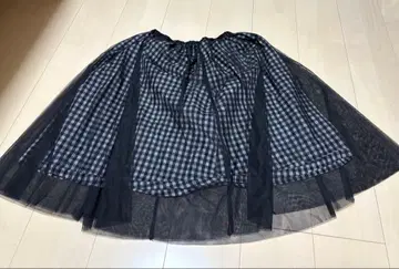 깅엄 체크 튤 스커트