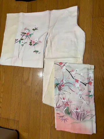 벚꽃 꽃무늬 호몬기 라이트 핑크 대중연극 일본무용 여자 배우