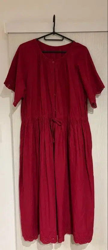 Samansa Mos2 반팔 롱 원피스 빨간색