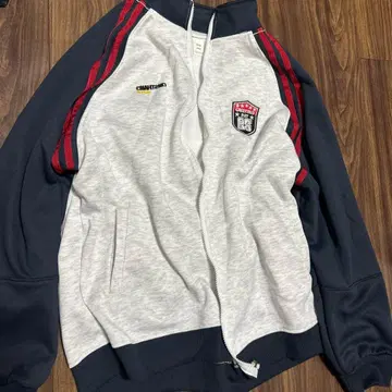 Champion 집업 후드티 화이트/네이비