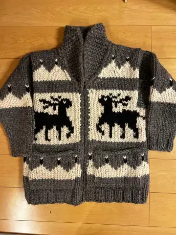 루돌프 무늬 니트 스웨터 그레이/아이보리