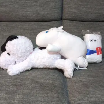 스누피와 무민 봉제 인형 (니로니로 담요 포함)