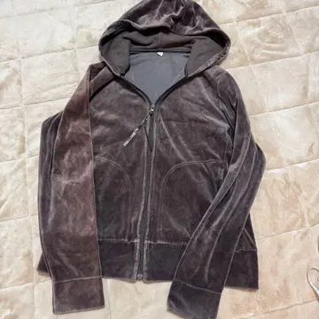 올드 유니클로 XL 벨로아 후드티 브라운