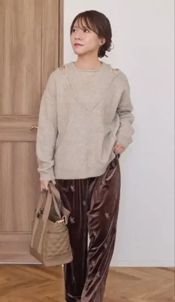 시마무라/tal by yumi 레이어드 스타일 니트 풀오버 담갈색 S