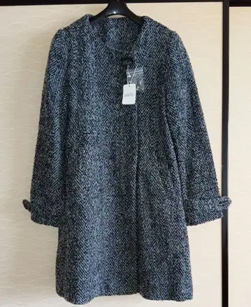 트위드 원단 그레이 코트