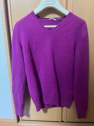 UNIQLO 캐시미어 니트 스웨터 M 크림슨 보라색