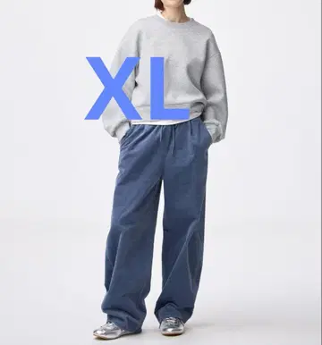 GU 코듀로이 배럴 레그 이지 팬츠 XL 블루