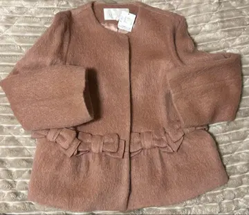 핑크 울 혼방 자켓 리본 포함