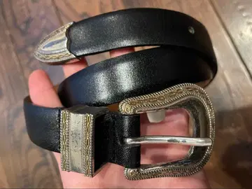 블랙바이마우지 네이비 콘초 벨트 블랙 가죽 앤티크