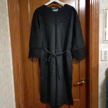 ich 새상품 미사용 택 포함 긴팔 원피스 스캘럽 레이스 린넨