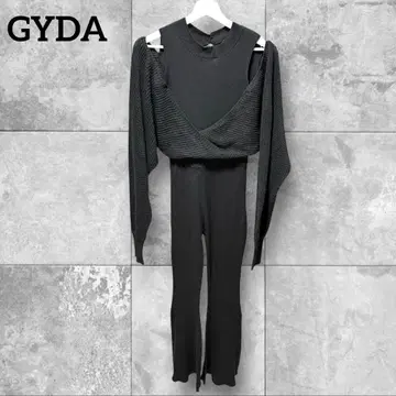 미사용 GYDA 제이다 레이어드 니트 플레어 올인원