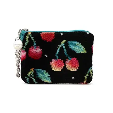 페이러 러브러리 체리 도트 키 & 카드 파우치 블랙