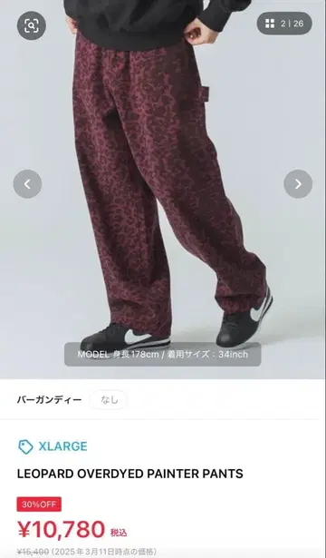 XLARGE LEOPARD OVERDYED PAINTER PANTS