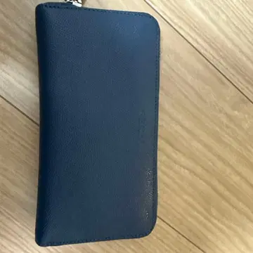 네이비 가죽 지퍼식 장지갑