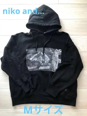 남성용 niko and - 블랙 후드티 속기모 M 사이즈