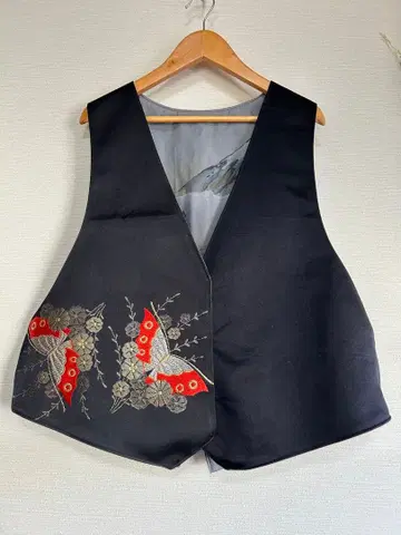 핸드메이드 기모노 리메이크 순수 실크 오비 리버서블 베스트