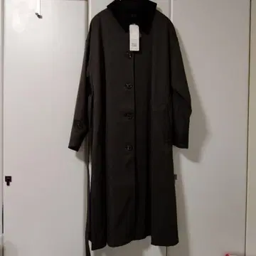 그레이 롱 코트 벨벳 옷깃