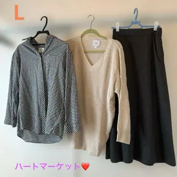 HEART MARKET V넥 스웨터/스커트/셔츠 3점
