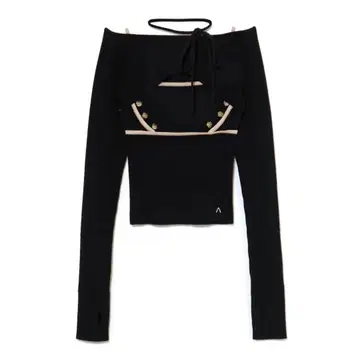 andmary Elf button knit tops black