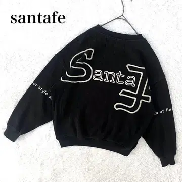 90s santafe 산타페 니트 빅 로고 자수 블랙 03