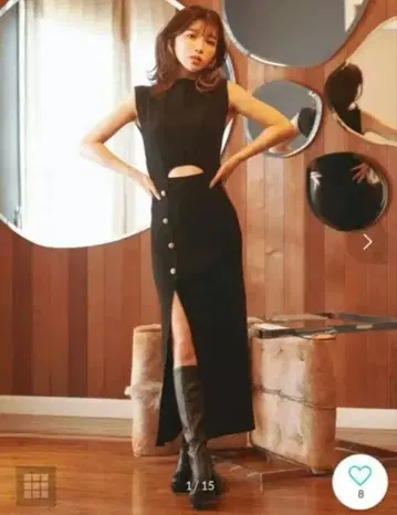 다리치 퀼팅 버튼 리브 원피스