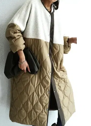 antiqua 퀼팅 보아 코트 여성용 아우터 롱 코트