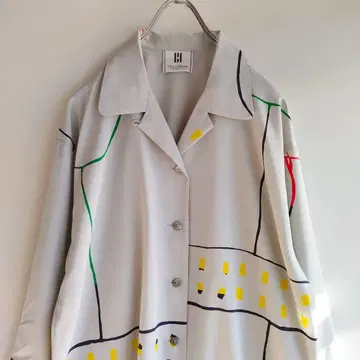 추상 패턴 패턴 셔츠 라이트 그레이 셔츠 빈티지 빈티지 아트 패턴