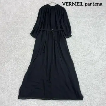 베르메이유 페예나 개더 원피스 A라인 롱 기장 블랙 벨트