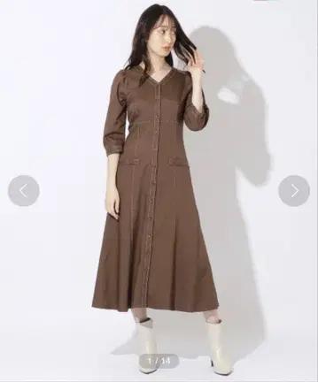 WILLSELECTION 배색 스티치 원피스