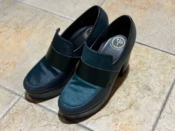 YOSUKE 요스케 청키힐 통굽 펌프스 로퍼풍 그린